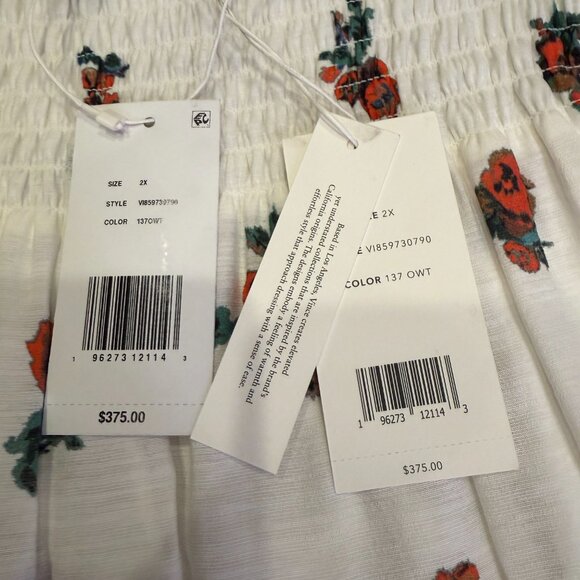 NWT Vince Ikat Floral Smocked Midi Skirt 2X Plus in Optic White - Picture 2 of 14